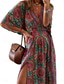 cheap Casual Dresses-Women&#039;s Polyester Floral V Neck Maxi Dress Half Sleeve Summer Spring