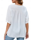 cheap Plain Tops-Women&#039;s Shirt Solid Color Floral Casual Boho 3/4 Length Sleeve Elbow Sleeve Crew Neck Regular Tops Vacation Party Daily Embroidered White Yellow Khaki Autumn / Fall Spring &amp; Summer