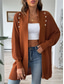 cheap Cardigans &amp; Outerwears-Women&#039;s Sweater Cardigan Casual Soft Pure Color Ribbed Open Front Beaded Knitted Long Sleeve Long Tops Knit Outdoor Daily Weekend Black Blue Fall Winter