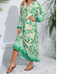 cheap Print Dresses-Women&#039;s Floral V Neck Maxi Dress Long Sleeve Summer Spring