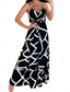 baratos Vestidos Listrados e Geométricos-vestido maxi feminino com alça geométrica sem mangas verão primavera