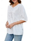 cheap Plain Tops-Women&#039;s Shirt Solid Color Floral Casual Boho 3/4 Length Sleeve Elbow Sleeve Crew Neck Regular Tops Vacation Party Daily Embroidered White Yellow Khaki Autumn / Fall Spring &amp; Summer