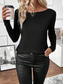 economico Top in Pizzo-Top in pizzo elegante da donna camicetta sexy in pizzo abbigliamento casual tinta unita top regolari maniche lunghe scollo giro patchwork in pizzo vestibilità regolare top romantici da indossare