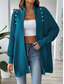 cheap Cardigans &amp; Outerwears-Women&#039;s Sweater Cardigan Casual Soft Pure Color Ribbed Open Front Beaded Knitted Long Sleeve Long Tops Knit Outdoor Daily Weekend Black Blue Fall Winter