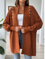 cheap Cardigans &amp; Outerwears-Women&#039;s Sweater Cardigan Casual Soft Pure Color Ribbed Open Front Beaded Knitted Long Sleeve Long Tops Knit Outdoor Daily Weekend Black Blue Fall Winter