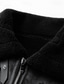 billiga Skinnimiterad jacka-Herr Imitationsläderjacka Fleece-jacka Bikerjacka Motorcykeljacka Semester Dagligen Vindtät Håller värmen Ficka Höst vinter Slät Mode Klassisk Kavajslag Normal Svart Kaffe Jacka