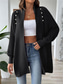 cheap Cardigans &amp; Outerwears-Women&#039;s Sweater Cardigan Casual Soft Pure Color Ribbed Open Front Beaded Knitted Long Sleeve Long Tops Knit Outdoor Daily Weekend Black Blue Fall Winter