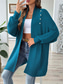 cheap Cardigans &amp; Outerwears-Women&#039;s Sweater Cardigan Casual Soft Pure Color Ribbed Open Front Beaded Knitted Long Sleeve Long Tops Knit Outdoor Daily Weekend Black Blue Fall Winter