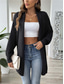 cheap Cardigans &amp; Outerwears-Women&#039;s Sweater Cardigan Casual Soft Pure Color Ribbed Open Front Beaded Knitted Long Sleeve Long Tops Knit Outdoor Daily Weekend Black Blue Fall Winter
