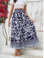 cheap Maxi Skirts-Women&#039;s Swing Long Skirt Bohemia Fashion coastal grandma style Boho Maxi High Waist Skirts Floral Graphic Print Inelastic Vacation Party Navy Spring &amp; Summer Polyester