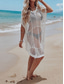 cheap Beach Dresses-Women&#039;s Normal Midi Dress Sundress Tropical Hawaiian Beach Regular Fit Plain Short Sleeve Crew Neck White Summer