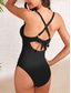 cheap One-piece swimsuits-Women&#039;s Swimwear One Piece Monokini Swimsuit Backless Tummy Control High Waist Slim Vacation Beach Wear Solid Color V Neck Sleeveless Bathing Suits