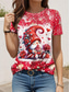 お買い得  フローラルTシャツ-バレンタイン 女性用ハートTシャツ かわいい赤いTシャツ レギュラー トップス 短袖 ラウンドネック プリント レギュラーフィット デイリー レッド 夏