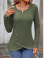 cheap Work Tops-Women&#039;s T Shirt Plain Fashion Modern Casual Long Sleeve Crew Neck Regular Tops Daily Weekend Buttons Fuchsia Brown Green Fall Winter