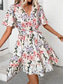 ieftine Rochii florale elegante-rochie mini dama cu decolteu in V cu maneca scurta vara primavara