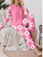cheap Women&#039;s Sleepwear-Valentine Women&#039;s Pajama Set Casual Comfort Comfrt Heart Grid / Plaid T Shirt Pant Home Valentine&#039;s Day Daily Long Sleeve Crew Neck Pink Spring Fall Winter