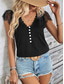 billiga Spets toppar-Dam Blus Ensfärgat Elegant Stylish Ledigt Kortärmad V-hals Semester Fest Dagligen Svart Sommar Vår