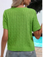 preiswerte Einfarbige Farben-Damen Pullover Brautkleider schlicht Weich Einfarbig Gerippt Rundhalsausschnitt Strick Kurze Ärmel Normale Oberteile Stricken Täglich Wochenende Weiß Grün Sommer Frühling