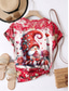 お買い得  フローラルTシャツ-バレンタイン 女性用ハートTシャツ かわいい赤いTシャツ レギュラー トップス 短袖 ラウンドネック プリント レギュラーフィット デイリー レッド 夏
