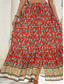 cheap Maxi Skirts-Women&#039;s Skirt A Line Swing Bohemia Fashion Casual Maxi High Waist Skirts Floral Print Micro-elastic Street Daily Red Navy Blue Green Summer Polyester