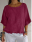 cheap Shirts-Women&#039;s Linen-Inspired Shirts T Shirt Plain Fashion Modern Casual Half Sleeve Crew Neck Regular Tops Daily Weekend Wine Blue Beige Summer Spring