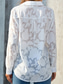cheap Lace Tops-Women&#039;s White Elegant Lace Tops Eyelet Blouse Casual Solid Color Regular Tops Long Sleeve Shirt Collar Buttons Pocket Regular Fit Daily Romantic Petite Tops Summer Holiday Wear White Yellow Purple