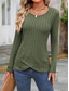 cheap Work Tops-Women&#039;s T Shirt Plain Fashion Modern Casual Long Sleeve Crew Neck Regular Tops Daily Weekend Buttons Fuchsia Brown Green Fall Winter
