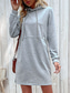 cheap Casual Dresses-Women&#039;s Normal Hoodie Dress Casual Plain Midi Dress Long Sleeve Hooded Patchwork Regular Fit Work Daily Gray Spring Fall Winter