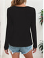 abordables Camiseta lisa-Mujer Camiseta Botones Plano Moda Moderno Casual Manga Larga Escote en Pico Tops regulares Diario Fin de semana Negro Blanco Rosa Primavera Otoño