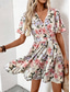 ieftine Rochii florale elegante-rochie mini dama cu decolteu in V cu maneca scurta vara primavara