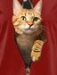 preiswerte Tiere T-Shirt-Damen T-Shirt Crew Neck Langarm Tunika Katze Modern Lässig Regulär Tops Daily Wochenende Print Weiß Gelb Rot Blau Staubiges Blau Herbst Winter