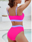 cheap Bikini Sets-Women&#039;s Swimwear Bikini Cheeky Swimsuit Backless Patchwork Sexy Color Block V Neck Sleeveless Bathing Suits