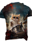 voordelige T-shirts met dierenprint-Voor heren Kat Rots T-shirt Korte mouw T-shirt 3D-afdrukken Strakke ronde hals Overhemd overdreven Ontwerper Feest Feestdagen Zwart Zomer Lente Kleding S M L XL XXL XXXL