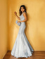 cheap Prom Dresses-Mermaid / Trumpet Prom Dresses Elegant Dress Formal Wedding Floor Length Sleeveless V Neck Sequined with Glitter Tassel 2025