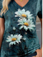 cheap Graphic shop tee-Women&#039;s T Shirt Floral Stylish Casual Short Sleeve V Neck Regular Tops Daily Print Blue Summer