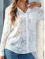 cheap Lace Tops-Women&#039;s White Elegant Lace Tops Eyelet Blouse Casual Solid Color Regular Tops Long Sleeve Shirt Collar Buttons Pocket Regular Fit Daily Romantic Petite Tops Summer Holiday Wear White Yellow Purple