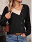 voordelige Vrouwen Werk Tops-Dames Overhemd Blouse Effen Kleur Basic Casual Lange mouw V-hals Normale tops Dagelijks Lapwerk Knop Zwart Zomer Lente