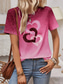 cheap Art&amp;Design tee-Women&#039;s T Shirt Heart Casual Short Sleeve Round Neck Regular Tops Daily Print Pink Blue Purple Summer