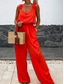 cheap Casual Jumpsuits-Women&#039;s Normal Jumpsuit Active Solid Color Sleeveless V Neck Pocket Vacation Daily Regular Fit Black White Red Summer
