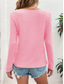 cheap Plain Tops-Women&#039;s T Shirt Plain Fashion Modern Casual Long Sleeve V Neck Regular Tops Daily Weekend Buttons White Pink Spring Fall