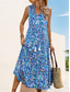 preiswerte Elegante Blumenkleider-Damen Midikleid Casual kleid Schaukelkleid A Linie Kleid Tank-Top Kleid Brautkleider schlicht Täglich Regular Fit Blumen Ärmellos V Ausschnitt Blau Fuchsie Grün Sommer Frühling Herbst