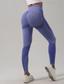 cheap Yoga Leggings &amp; Tights-Women&#039;s Yoga Pants Yoga Leggings Elastic Waistband High Waist Yoga Gym Workout Pilates Tights Color Block Purple Spandex Fall Sports Activewear Stretchy Slim