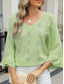 cheap Lace Tops-Women&#039;s Shirt Blouse Solid Color Basic Casual 3/4 Length Sleeve V Neck Regular Tops Daily Eyelet Pink Blue Green Spring Fall