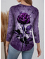 cheap Floral tee-Valentine Women&#039;s Rose T Shirt Fashion Cute Rose Floral Regular Tops Long Sleeve Crew Neck Print Regular Fit Daily Weekend Black Blue Purple Orange Rose Pink Fall Winter