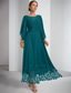 abordables Longueur du plancher-robe trapèze robe mère de la mariée élégante scintillante&amp;amp;Robe longue en mousseline de soie à col bijou brillant, longueur cheville, manches longues, avec broderie en dentelle, couleur unie, 2025