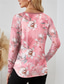 cheap Floral tee-Valentine Women&#039;s Pink T Shirt Floral Oil painting flowers Long Tops Long Sleeve Crew Neck Print Regular Fit Daily Black White Pink Blue Green Summer Spring Fall Winter