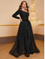 cheap Evening Dresses-Evening Jumpsuits With Detachable Train Elegant Glittering Formal Floor Length Long Sleeve One Shoulder Chiffon with Glitter 2024