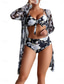 cheap 3 Pieces Bikini Set-Women&#039;s Swimwear Three Piece Swimsuit Tummy Control High Waist Vacation Beach Wear Graphic V Neck Long Sleeve Bathing Suits