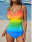 cheap Tankinis-Women&#039;s Swimwear Tankini 2 Piece Boy Leg Swimsuit Backless Vacation Beach Wear Ombre U Neck Sleeveless Bathing Suits