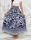 cheap Maxi Skirts-Women&#039;s Swing Long Skirt Bohemia Fashion coastal grandma style Boho Maxi High Waist Skirts Floral Graphic Print Inelastic Vacation Party Navy Spring &amp; Summer Polyester